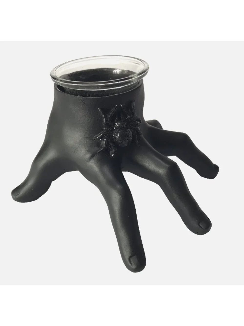 Halloween Candle Holder Spooky Black Hand Tea Light Goth Spider Witchy Decor